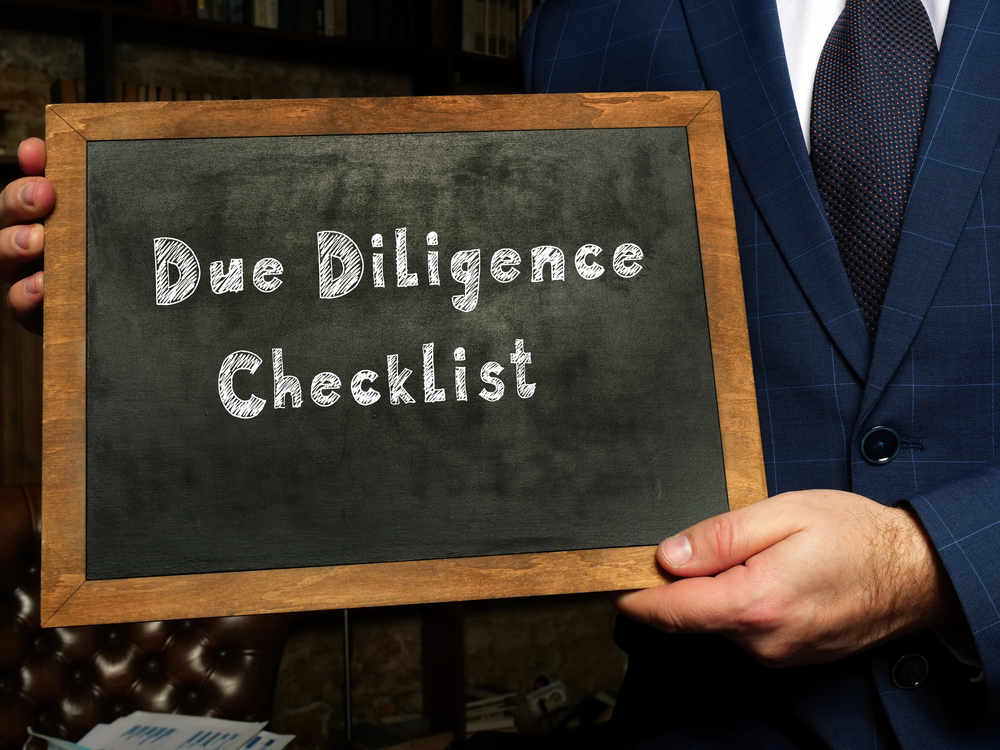 Here is a due diligence checklist from Unique Properties, Inc.